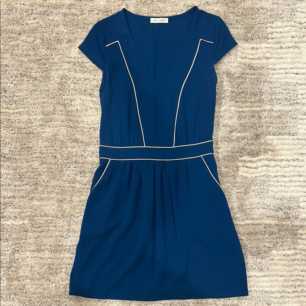 Blue V-Neck Sheath Mini Dress for Work